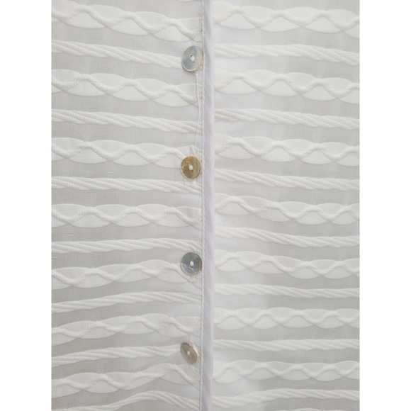 Vintage Jaipur White Sheer Striped Long Sleeve V-Neck Stretchy Button Up‎ Blouse - Picture 7 of 12